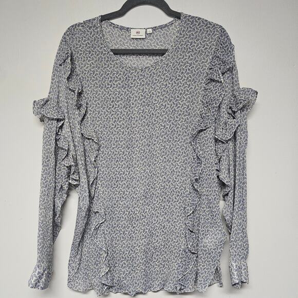 AG Adriano Goldschmied Silk Blend Feminine Ruffled Work Office Blouse Size Large - Picture 1 of 5